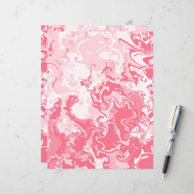 Papel de Maçã Rosa Marmoreado (Frente/Verso In Situ)