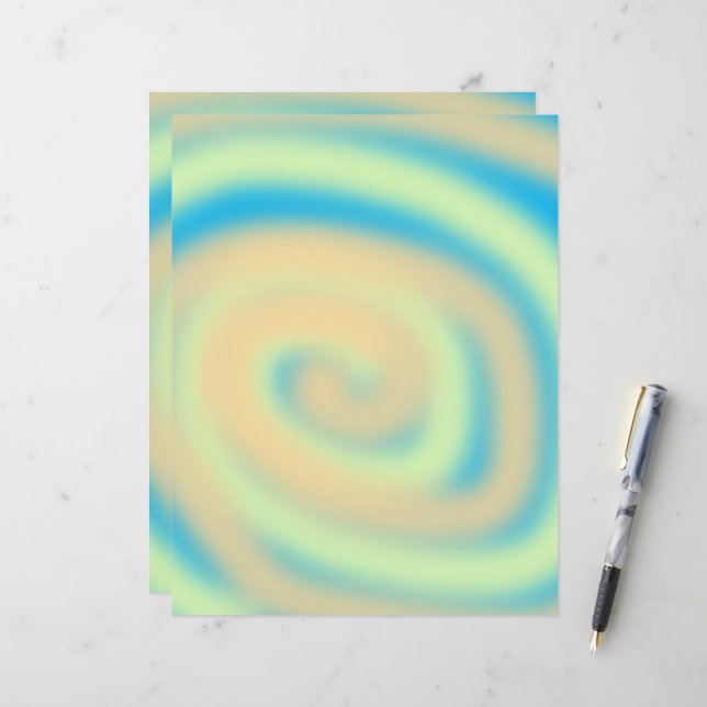 Papel de manivela azul amarelo alaranjado (Frente/Verso In Situ)