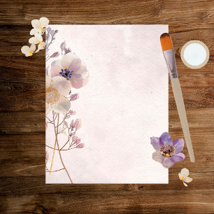 Papel de manivela floral com revestimento de água