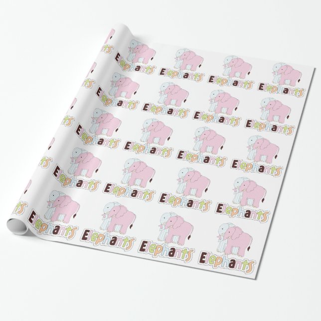 Papel de mola para presente de Pastel Elephants (Desenrolado)