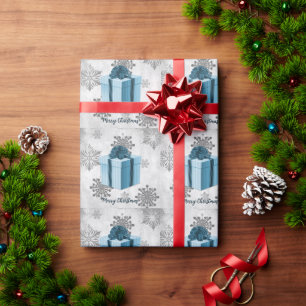 Papel de moldagem de presente de Natal azul