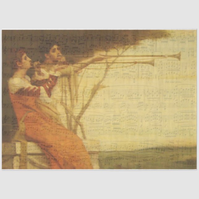 Papel de música para mulheres tocando trompetes (Frente )