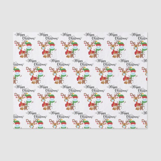 Papel de Natal 2020 Rosto Reindeer Snowman (Frente )