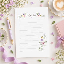 Papel de Nota de Papelaria com Flor Silvestre de L