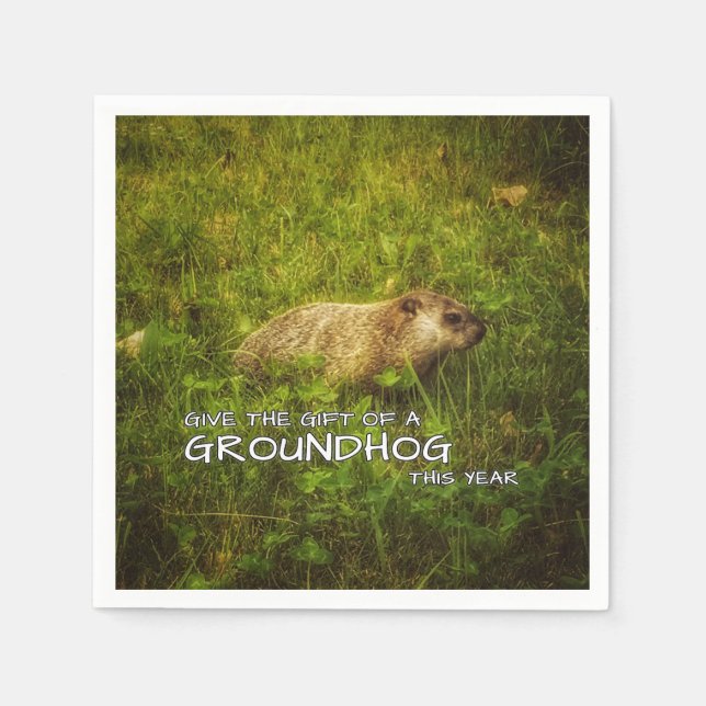 Papel Dê o presente de um Groundhog este ano, guardanapo (Frente)