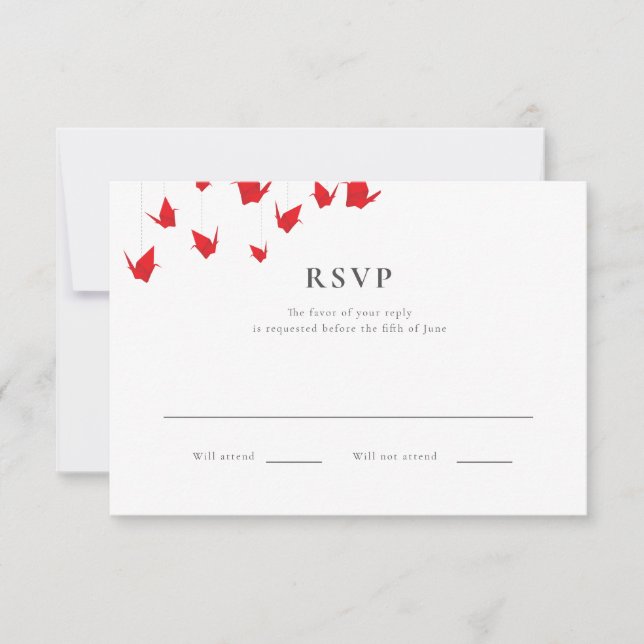 Papel de Origami Grou de Casamento RSVP (Frente)