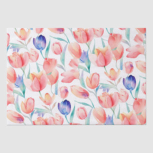 Papel de padrão das tulipas de aquarela