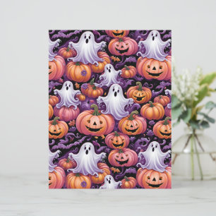 Papel de padrão de fantasmas assustadores fofos e