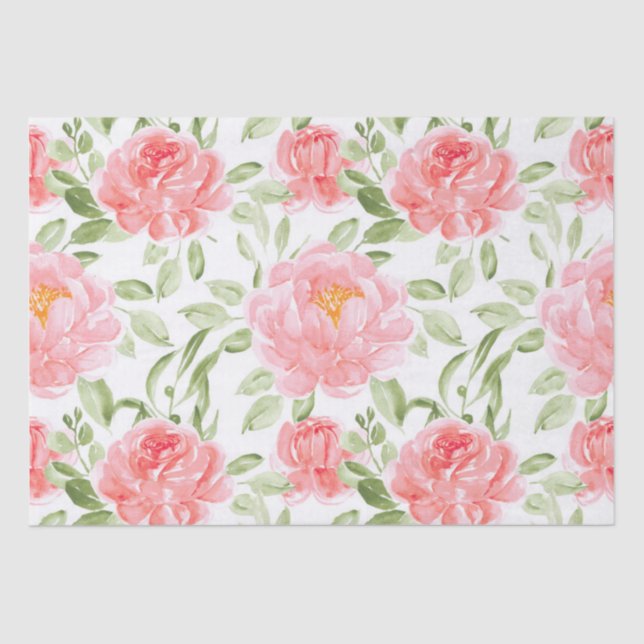 Papel de Padrão Floral de Peony de Aquarela (Frente )
