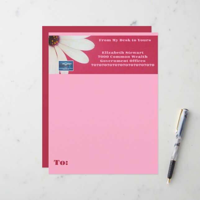 Papel de Papel de Carta (Margarida Rosa B) SDCesca (Frente/Verso In Situ)