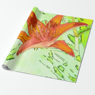 Papel de papel de embrulho artístico do lírio de