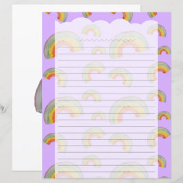 Papel de Papelaria Arco-Íris Kawaii Lavanda