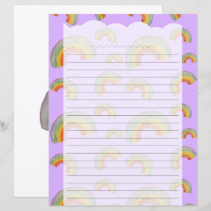 Papel de Papelaria Arco-Íris Kawaii Lavanda