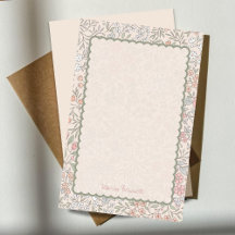 Papel de Papelaria com Monograma Floral Pastel Ros