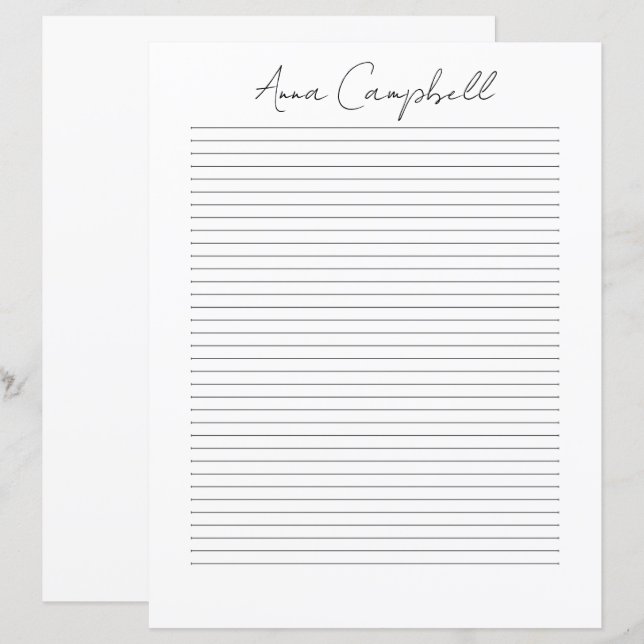 Papel de Papelaria com Nome em Roteiro Chic Monogr (Frente/Verso)
