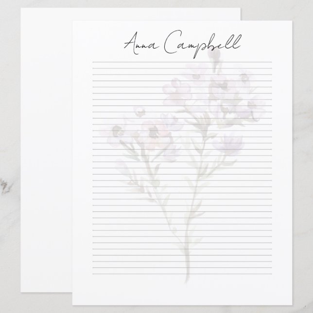 Papel de Papelaria com Nome em Roteiro Chic Monogr (Frente/Verso)