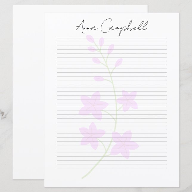 Papel de Papelaria com Nome em Roteiro Chic Monogr (Frente/Verso)