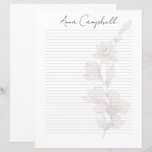 Papel de Papelaria com Nome em Roteiro Chic Monogr (Frente/Verso)