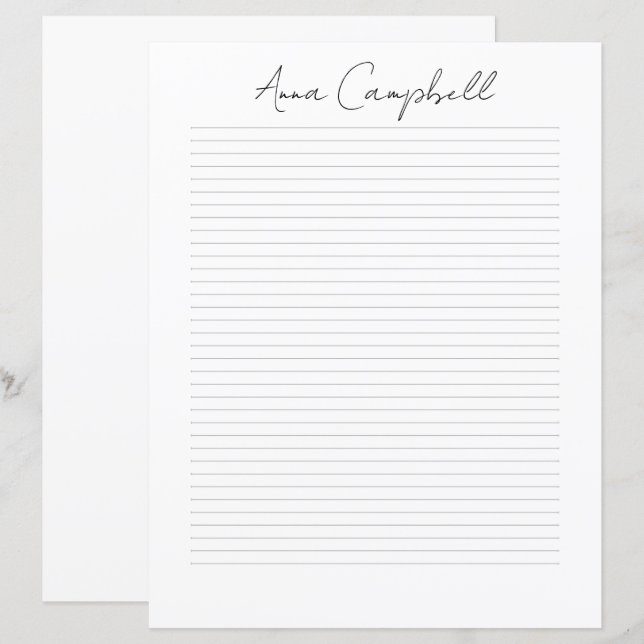 Papel de Papelaria com Nome em Roteiro Chic Monogr (Frente/Verso)