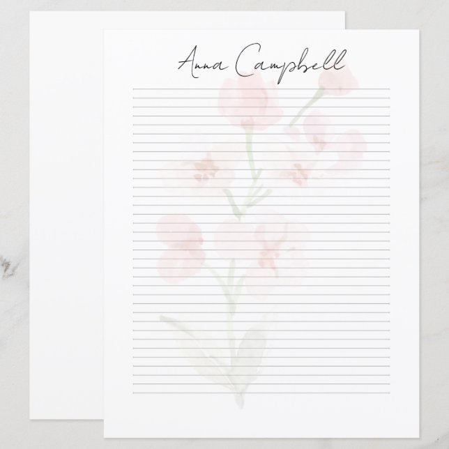 Papel de Papelaria com Nome em Roteiro Chic Monogr (Frente/Verso)