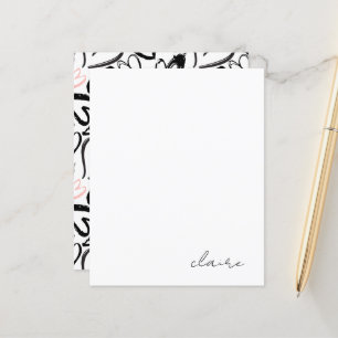 Papel de papelaria cor-de-rosa com nome personaliz