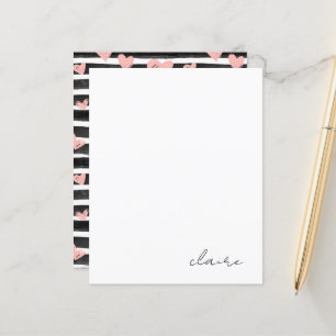 Papel de papelaria cor-de-rosa com nome personaliz