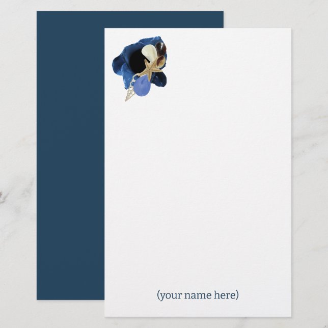 Papel de papelaria costeira de flor de íris azul J (Frente/Verso)