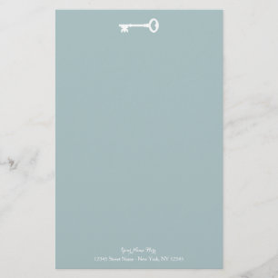 Papel de papelaria de casamento elegante com chave