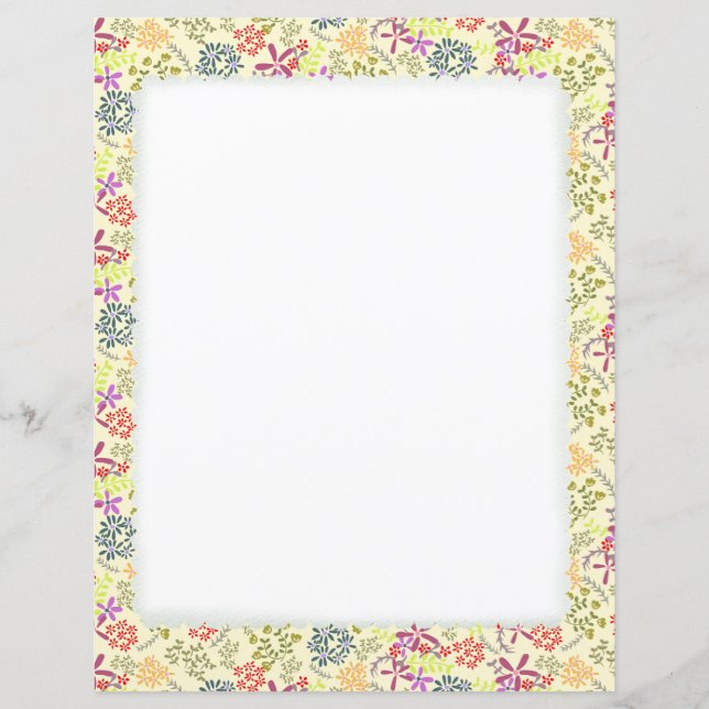 Papel de papelaria de Creme Floral (Frente)