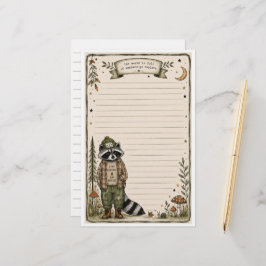 Papel de papelaria de guaxinim explorador da natur
