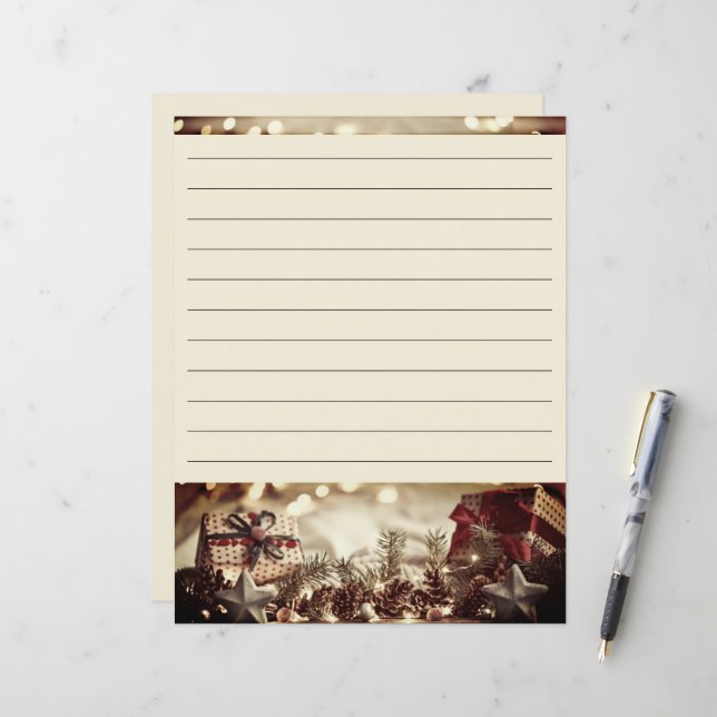 papel de papelaria de Natal country retrô (Frente/Verso In Situ)