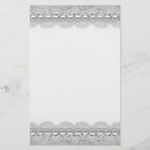 Papel de papelaria de rendas e pérolas