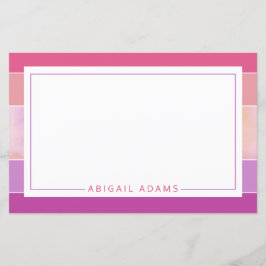 Papel de papelaria em tiras roxas, rosa, personali