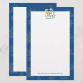 Papel de papelaria floral aquarela pintado à mão