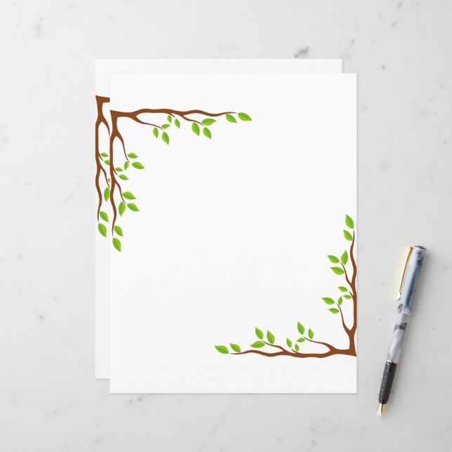Papel de papelaria floral elegante (Frente/Verso In Situ)