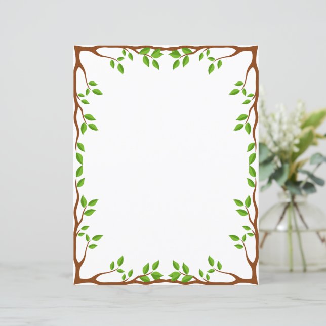 Papel de papelaria floral elegante (Em pé/Frente)