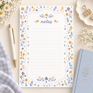 Papel de papelaria floral laranja azul fofo