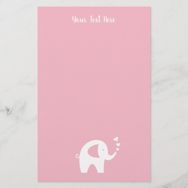 Papel de papelaria para chá de bebê da menina elef (Frente)