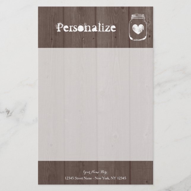 Papel de papelaria para jarro de madeira chique pe (Frente)