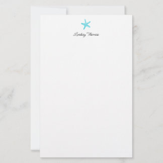Papel de papelaria personalizada estrela-do-mar az