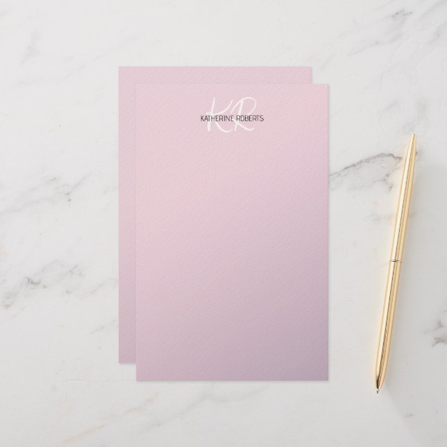 Papel de papelaria personalizada Lilás Lavanda (Frente/Verso In Situ)