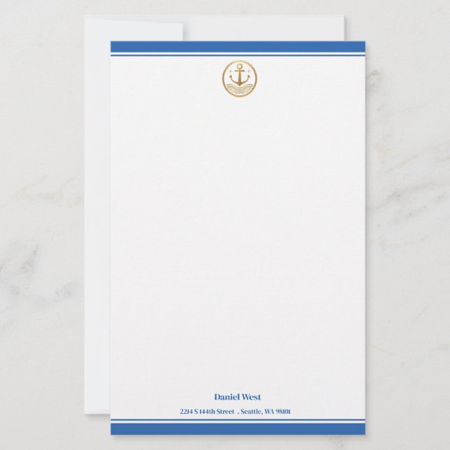 Papel de Papelaria Personalizada Marítima (Frente)