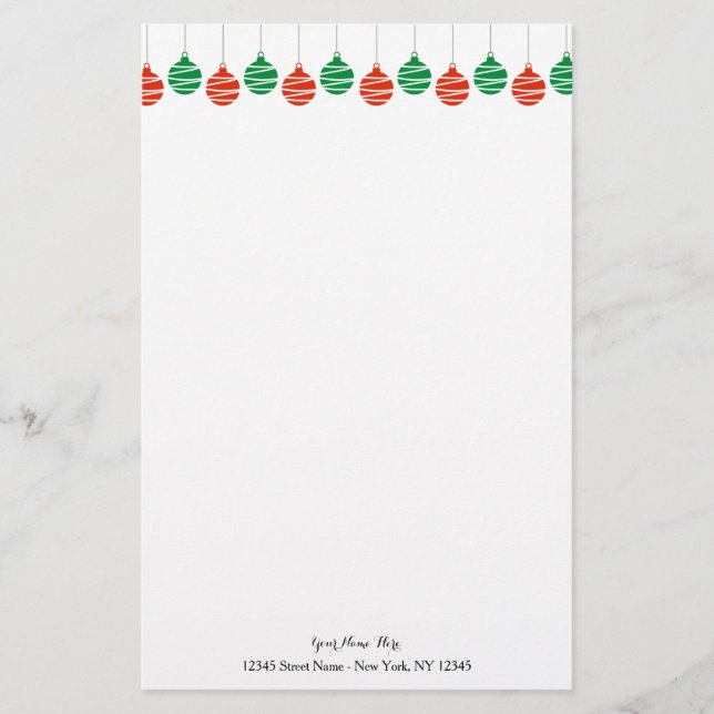 Papel de papelaria personalizado com decoração de  (Frente)