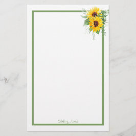 Papel de papelaria personalizado de girassol