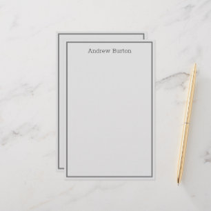 Papel de papelaria personalizado simples   Cinzas