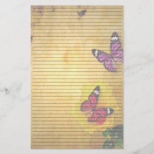 Papel de papelaria revestido com borboletas retror
