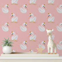 Papel de Parede Adesivo Princesa Cisne Rosa