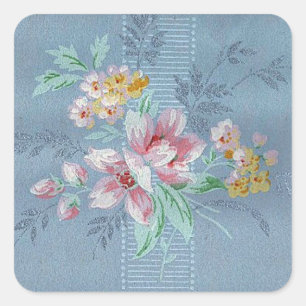 Papel de parede azul do vintage - etiqueta