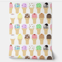 Papel de Parede com Padrão de Casquinha de Sorvete