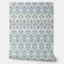 Papel de Parede Damask Azul Costeiro - Decoração d